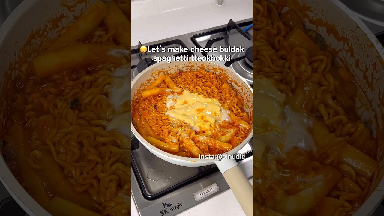 Cheese buldak spaghetti tteokbokki recipe 