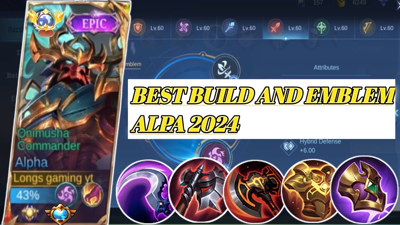 BEST ALPHA BUILD AND EMBLEM SET 2024 MOBILE LEGENDS BANG BANG #mobilelegends#alphagameplay#new