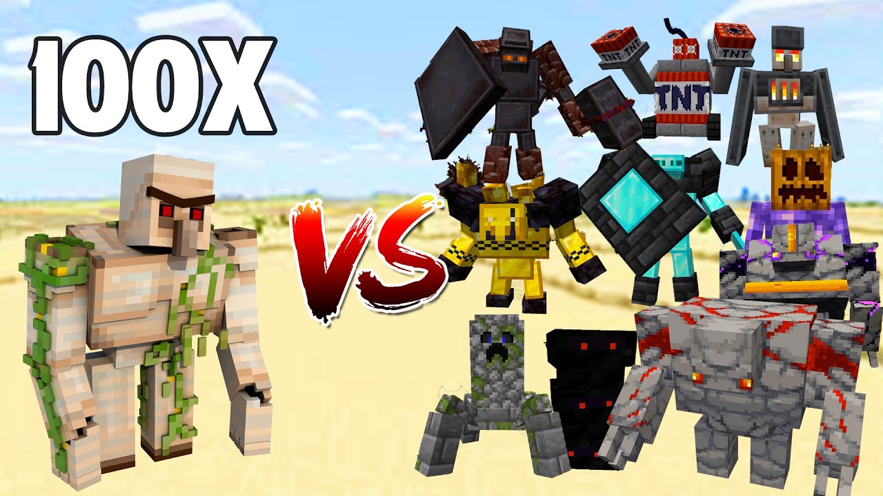 100 Golem VS ALL Golem in Minecraft