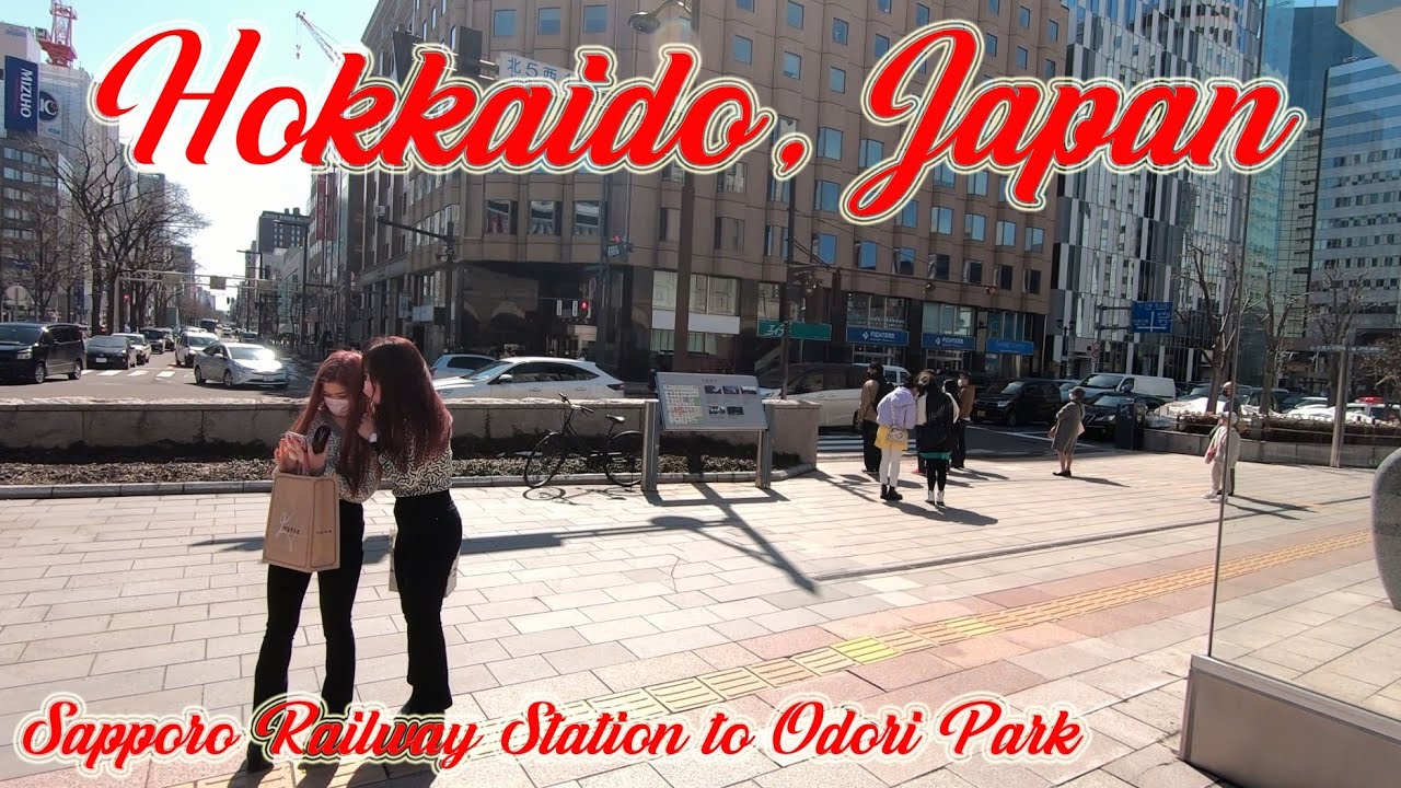 Walking in Hokkaido, Japan. Walk to Odori Park from Sapporo Railway Station. ORANGE ua