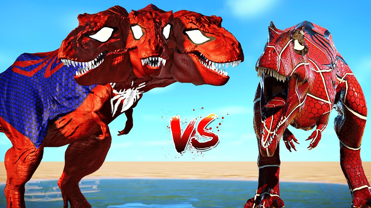 3 Head Spiderman T-REX vs All Spider-Man Big Carnivore Dinosaurs Fight 🌍 JURASSIC WORLD EVOLUTION