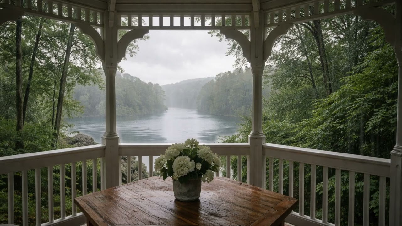 8 Hours Rainy Lake Porch Ambience 🌧️🌿 Relaxing Rain Sounds (Sleep, Study, Focus, Anxiety Relief)