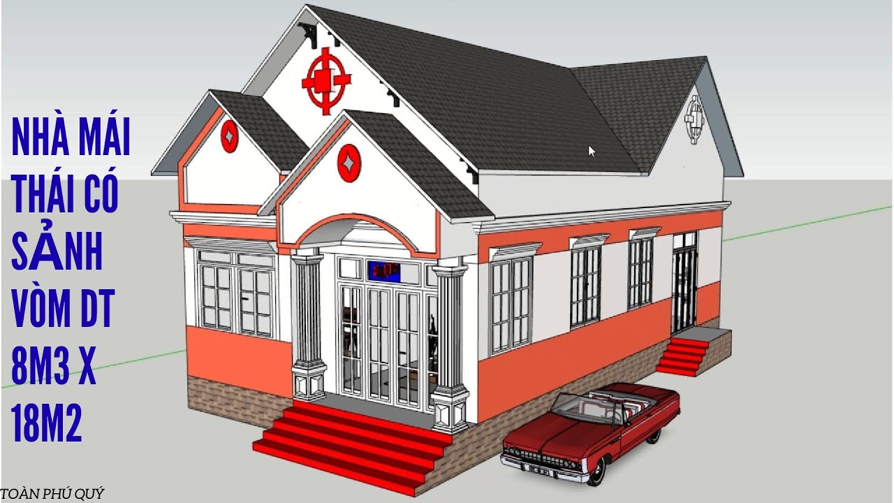 NHÀ MÁI THÁI CÓ SẢNH VÒM Ngang 8M3 X Dài 18M2 I MS 011