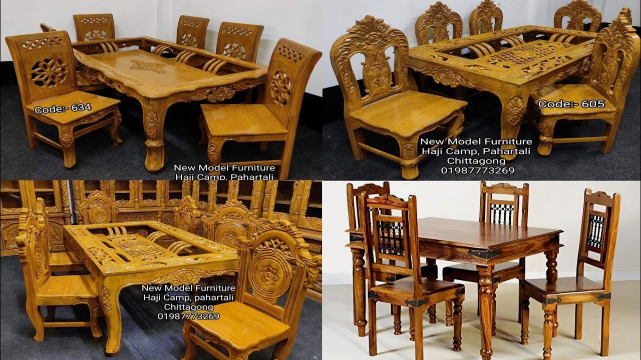 Wooden modern dining table and modern chairs design | Wooden dining sets design latest