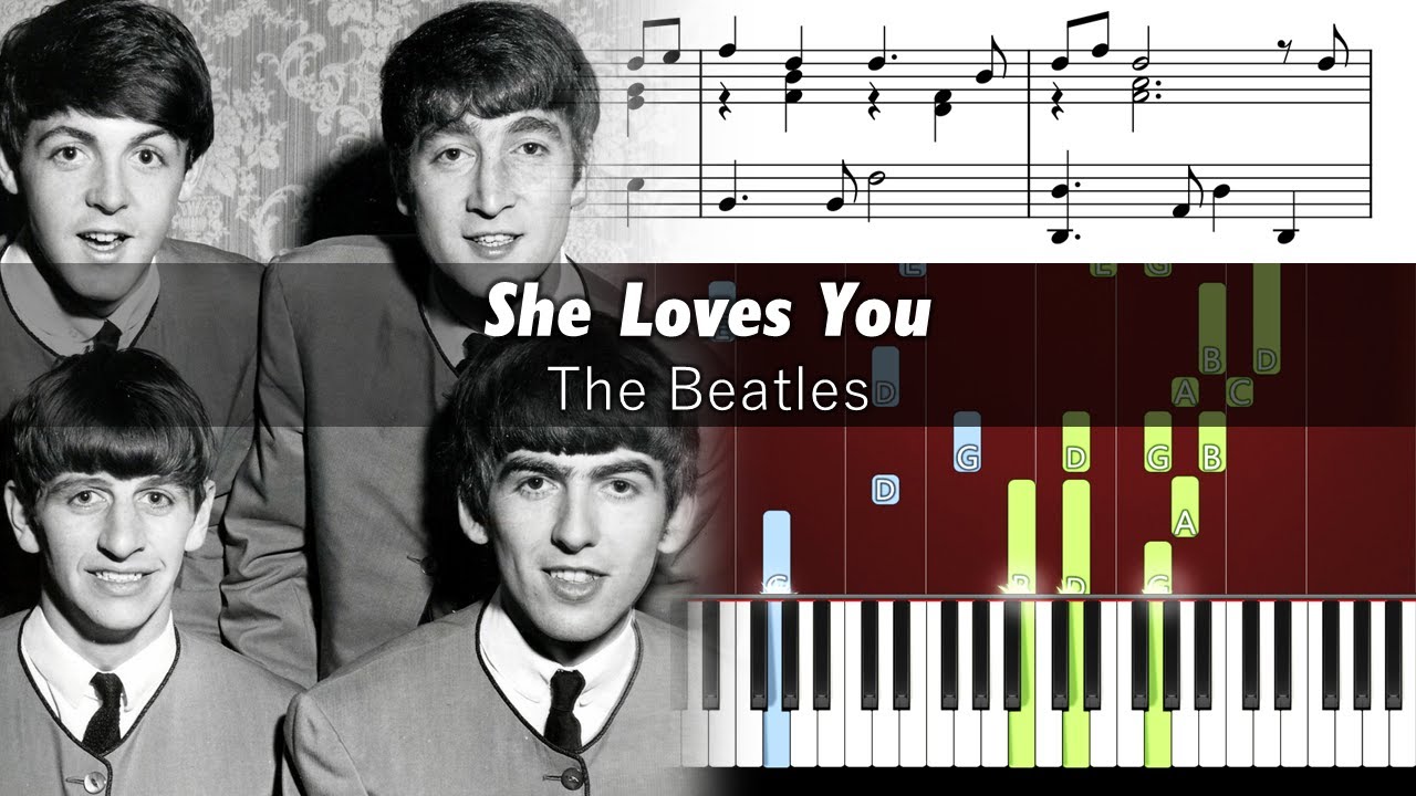 The Beatles - She Loves You - Piano Tutorial with Sheet Music
