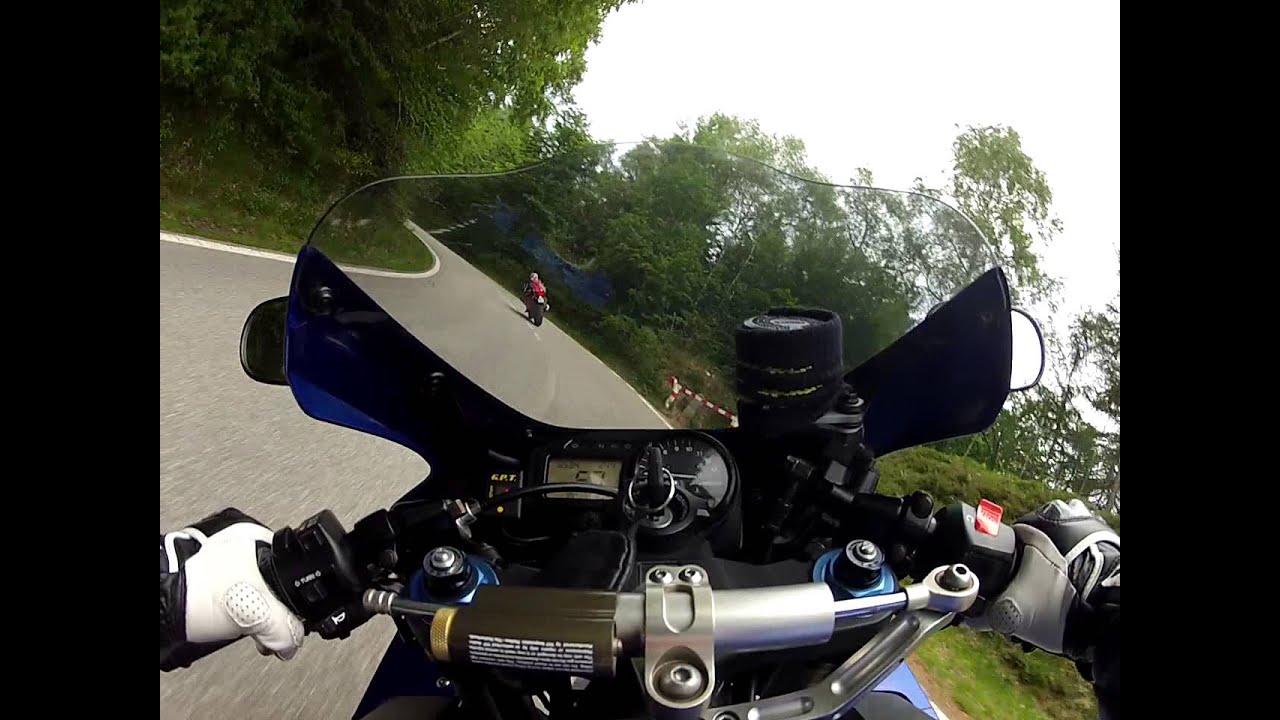 [GoPro HD] Honda CBR 954 RR Fireblade on board with Suzuki GSX-R 600 K5 at Mottarone, Italy