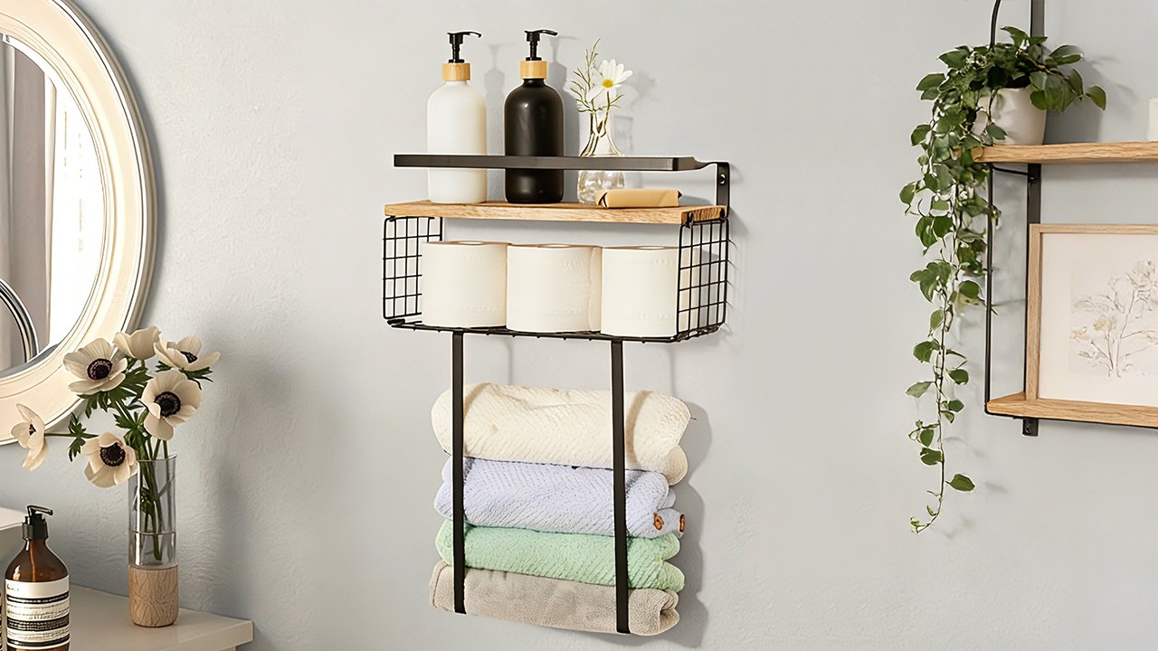 Wall mounted towel rack