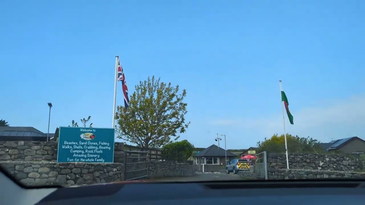 A drive around the roads and fields of Shell Island, Gwynedd, North Wales. No commentary