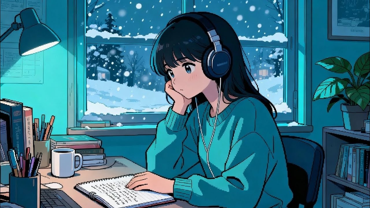 Studying While Fighting Sleep ❄️ Cozy Winter Lofi for Focus 眠気と向き合う冬の夜｜Lofi勉強用BGM