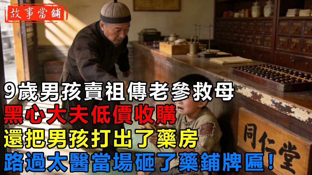 9歲男孩賣祖傳老參救母，黑心大夫低價收購，還把男孩打出了藥房，路過太醫當場砸了藥鋪牌匾！| 民間故事 | 故事當舖