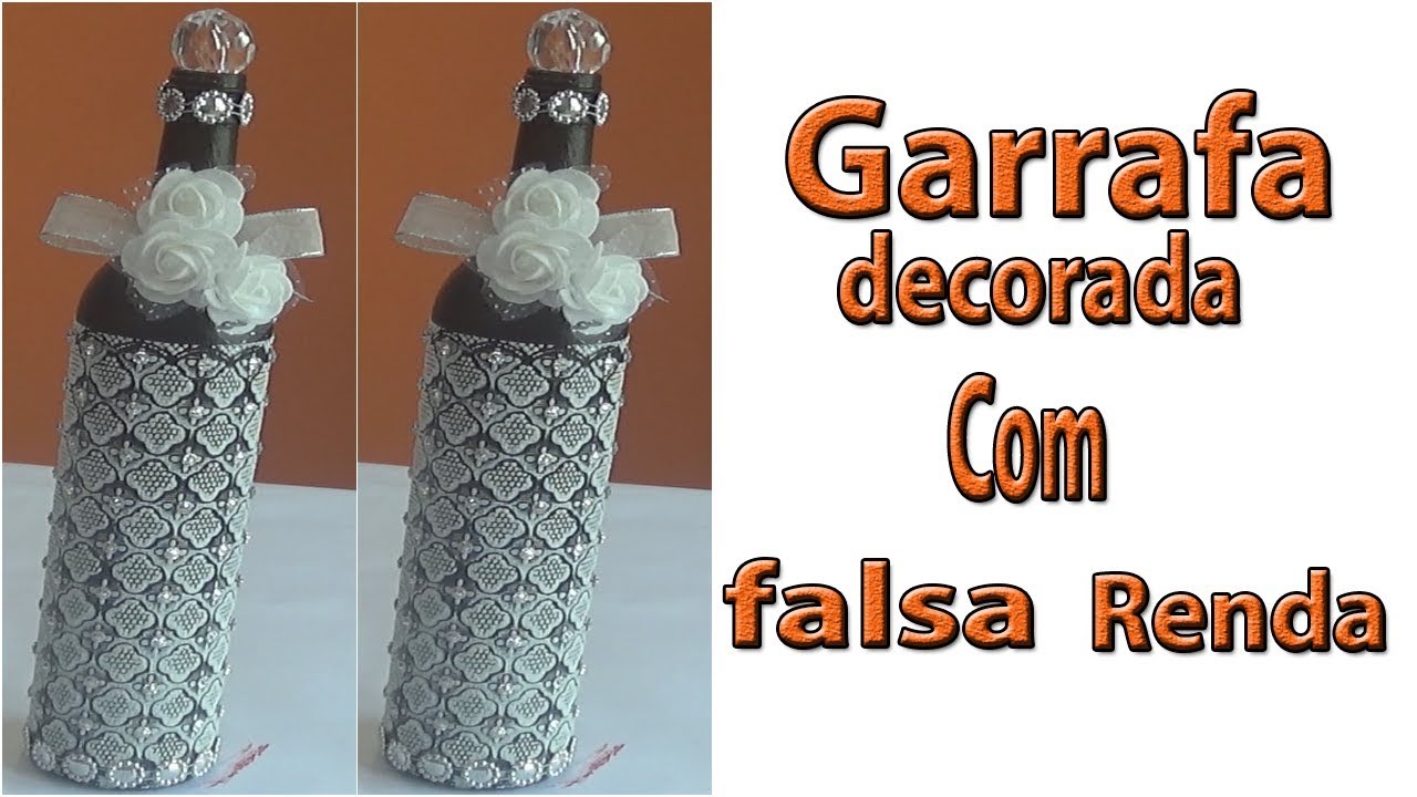 garrafa decorada com falsa renda