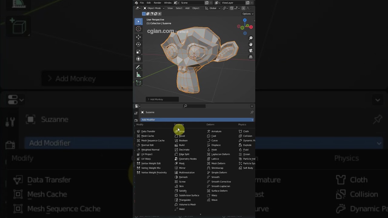 How to reduce vertices and faces in Blender using Decimate Modifier #blender #cgian #b3d