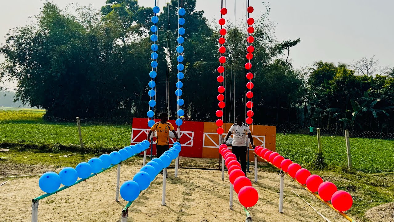 Who Will Win? Red Team vs Blue Team Balloon Obstacle Challenge