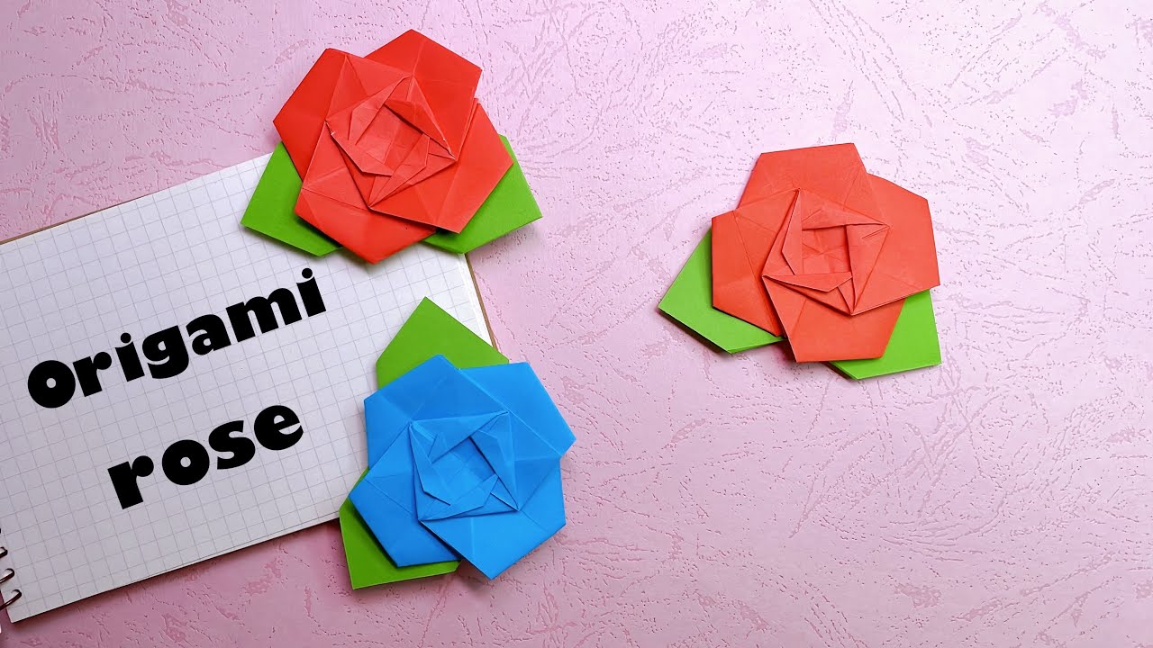 用紙製作玫瑰花書籤 / Origami rose / Origami flower bookmark