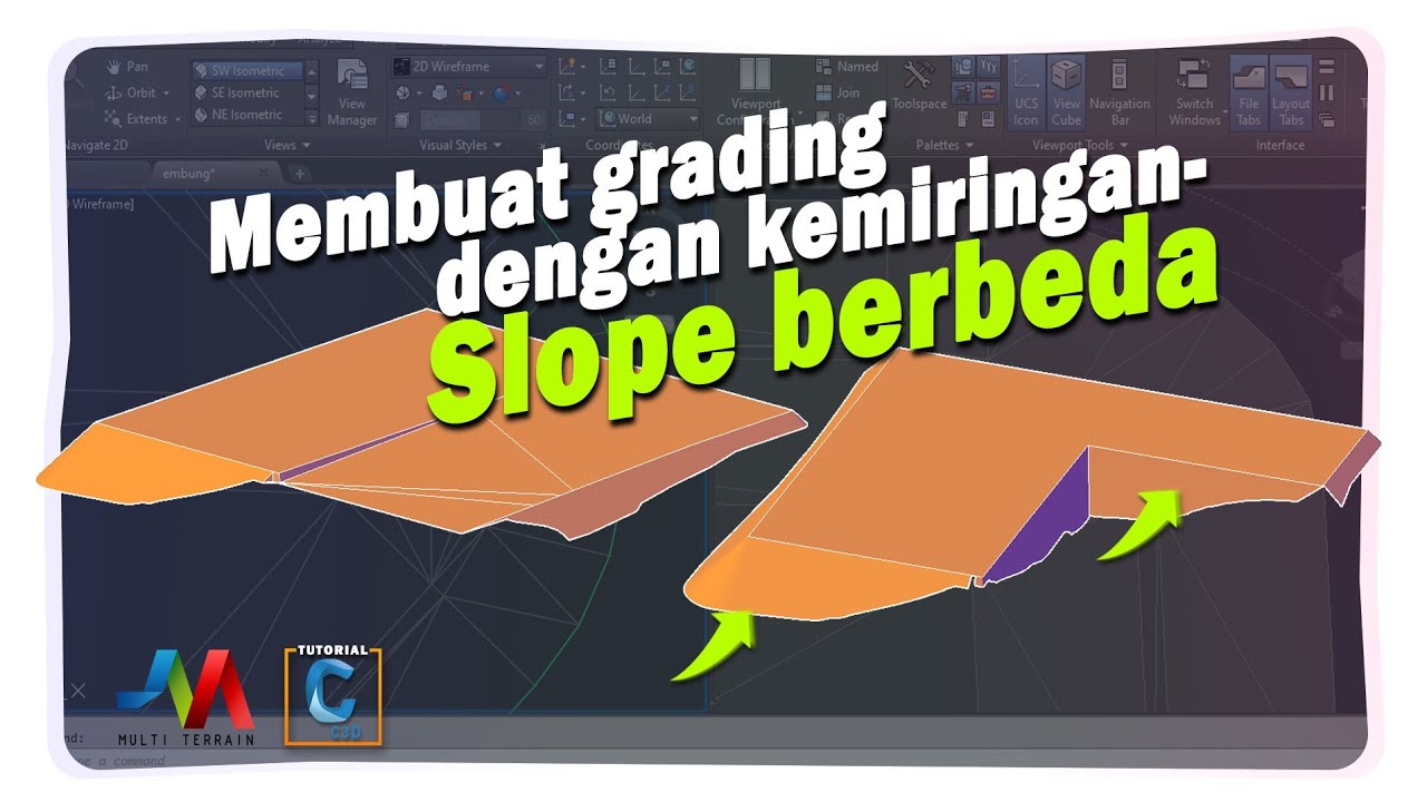 Membuat grading datar dan miring di autocad civil 3d.