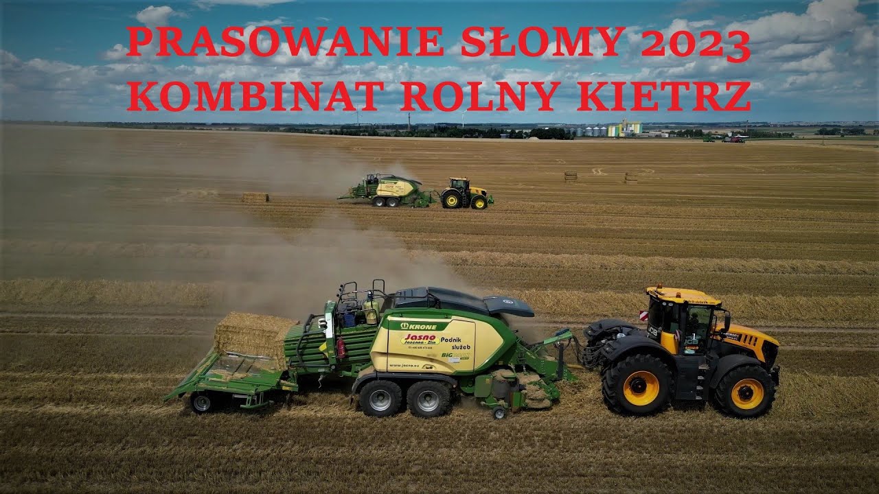 Prasowanie słomy 2023| KOMBINAT ROLNY KIETRZ| JCB, Krone, John Deere| JASNO|