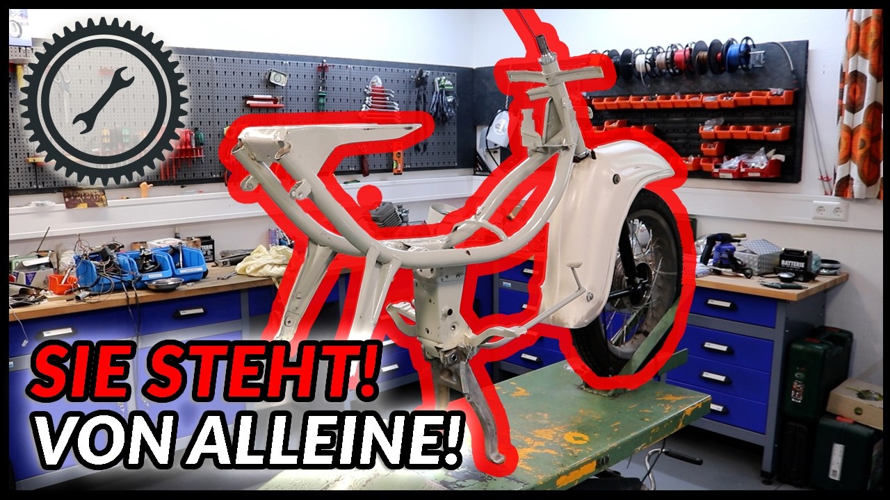 Simson Schwalbe - Kippständer und Rahmen aufstellen