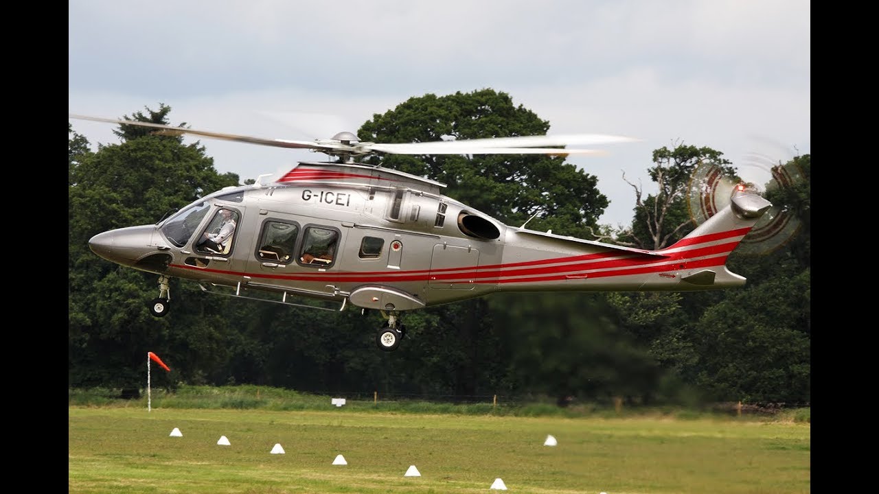 VIP helicopter Agusta AW169 landing at Royal Ascot heliport _ G-ICEI hélicoptère