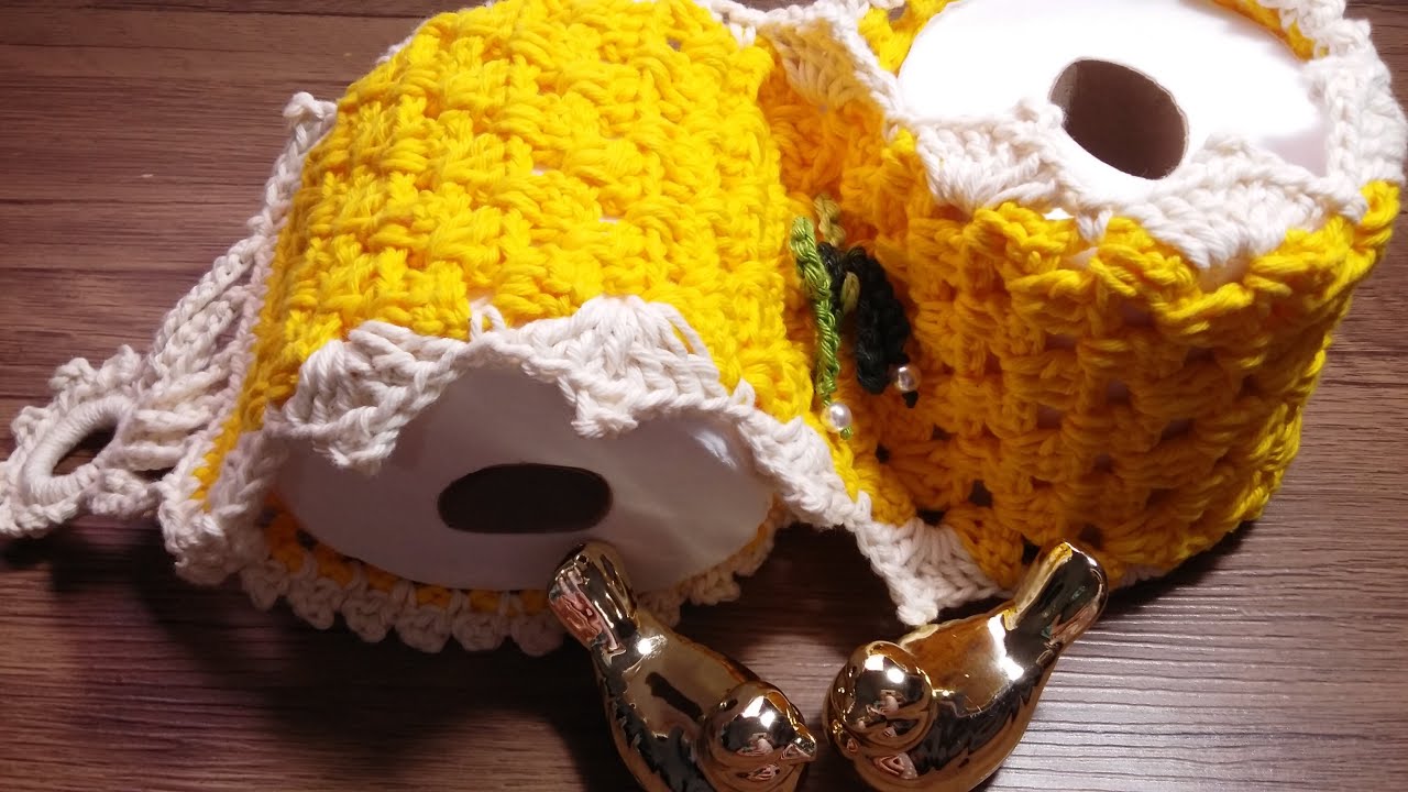 PORTA PAPEL HIGIÊNICO  DE CROCHE OVAL FACIL DE MAIS