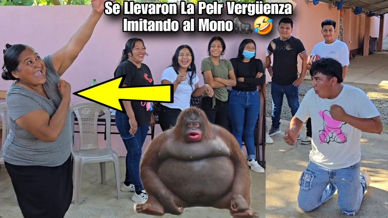 Doña TINA y JUNIOR imitaron al MONO🦍 Nadie Paraba de Reirse🤣 Mirén Quién Lo hizo Mejor?😄🤣