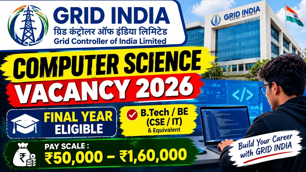 Computer Science Vacancy 2026 | Latest Govt Jobs for CSE/IT | New Recruitment 2026| GRID INDIA 2026