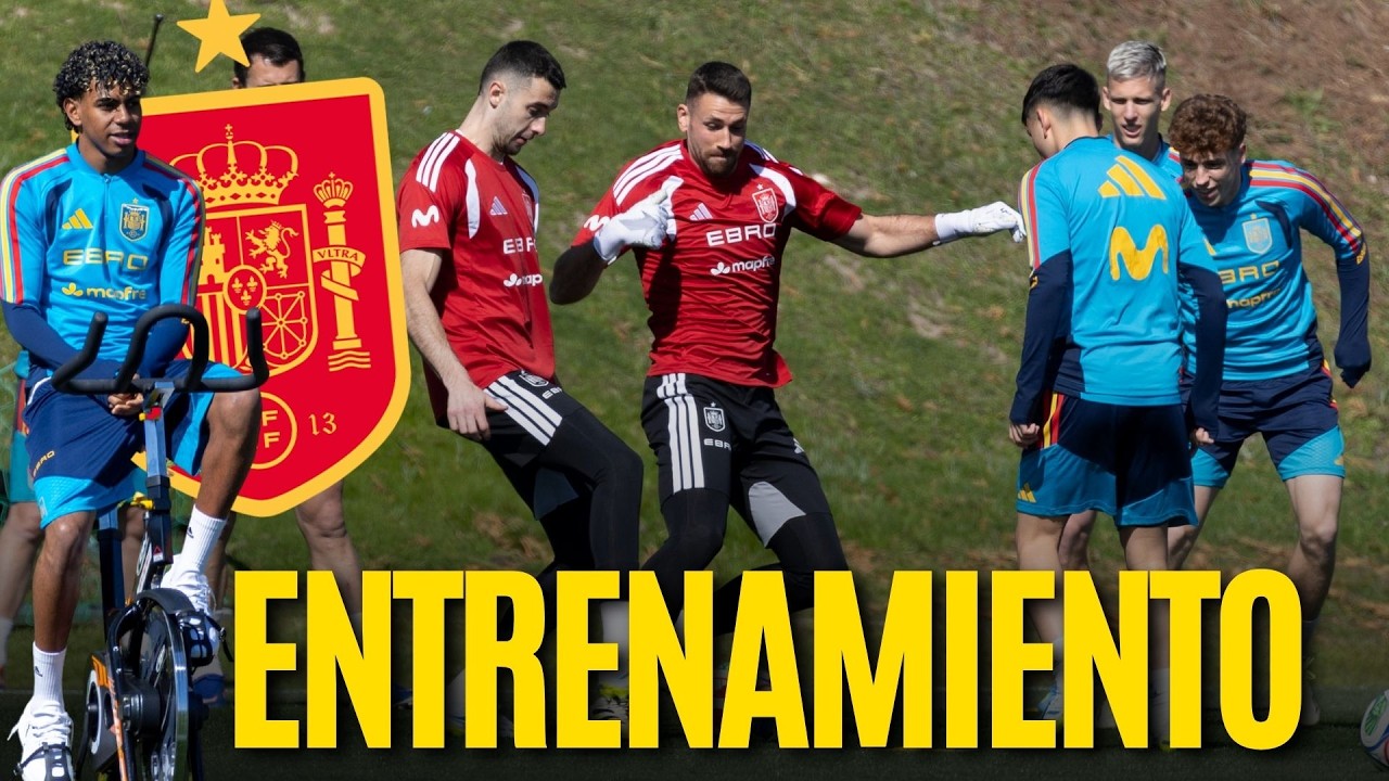 ENTRENAMIENTO de la SELECCI&Oacute;N ESPA&Ntilde;OLA y un &iexcl;LAMINE YAMAL en bicicleta! en la previa contra SERBIA