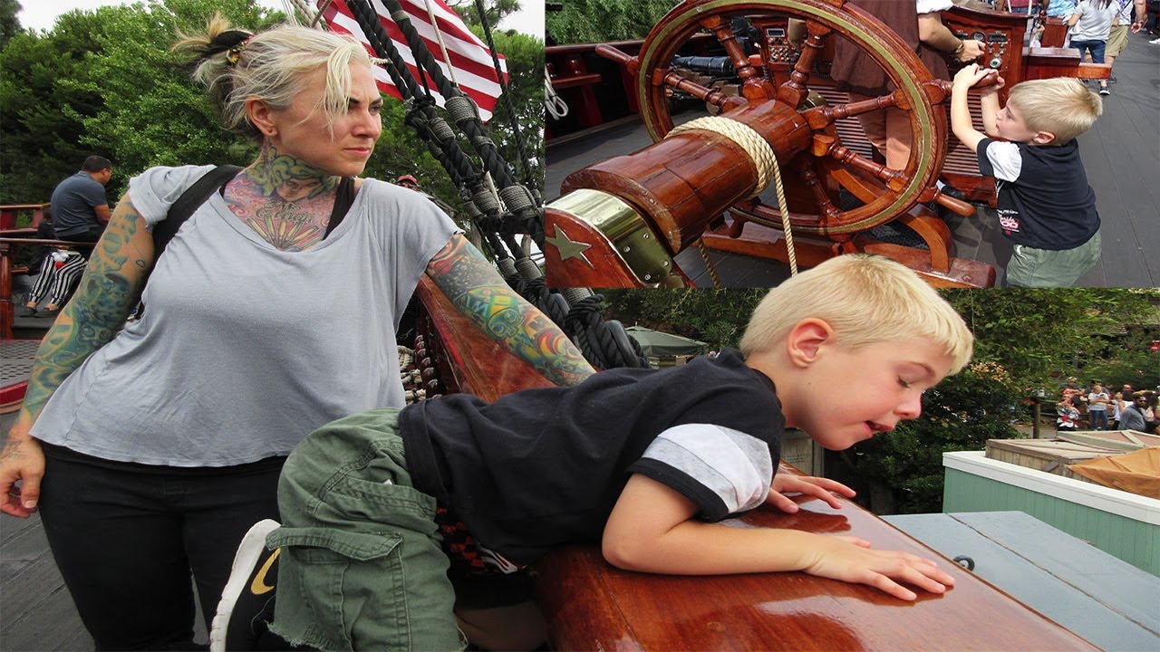 Family Voyage/Tour Aboard the Jolly Roger at Disneyland! Columbia Historical Pirate Ship Replica