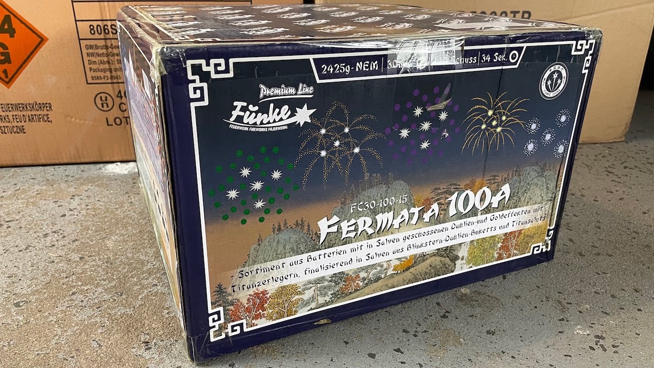FUNKE FERMATA 100A | ASSORTMENT CAKEBOX | 2425g NEM | 100 SHOTS