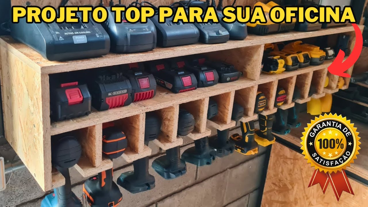 Painel para Parafusadeira Elétrica c/ Carregador e Bateria - Hanging Power Tool Storage DIY Workshop