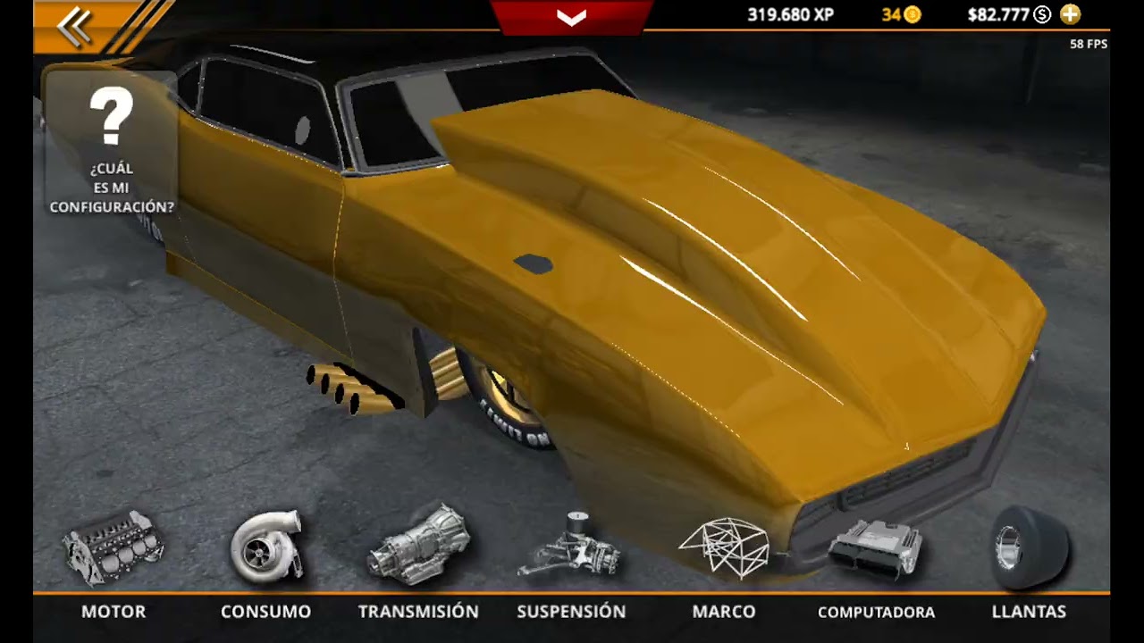 A qui les muestro la configuración de mi pro mod que hace 4,5 en no limit Drag Racing 2 