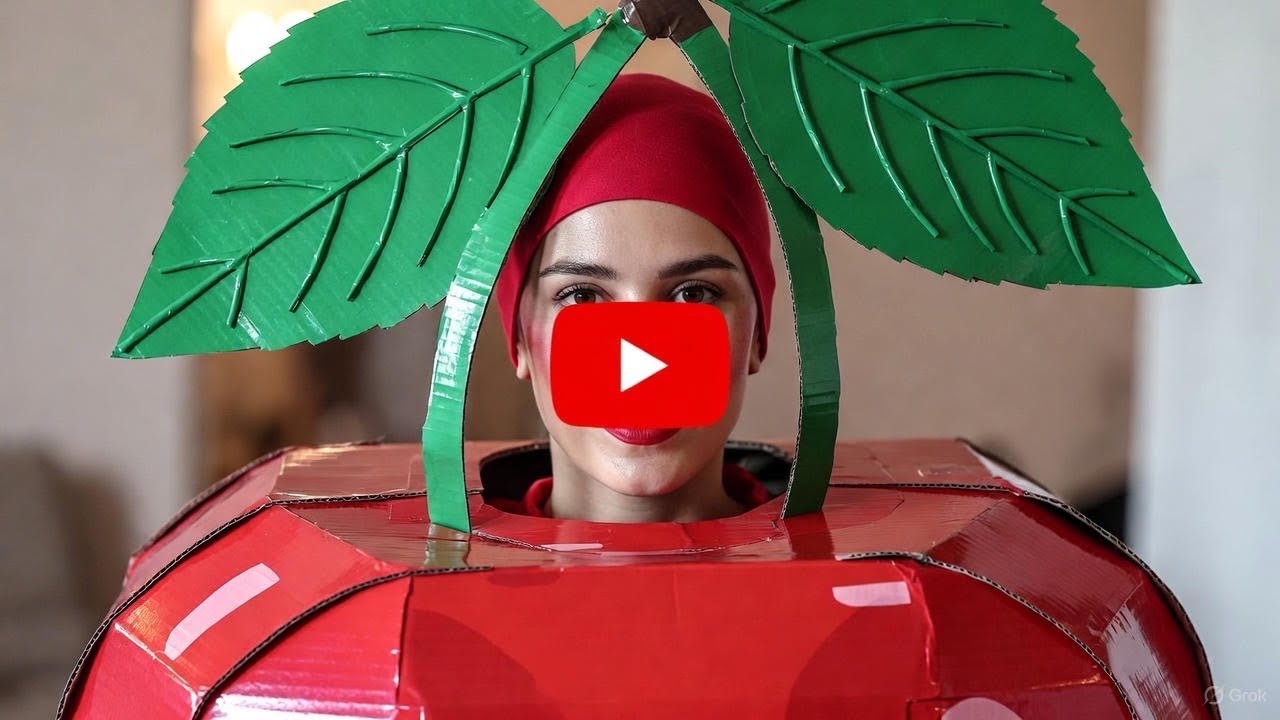 Yerli Malı Haftası İçin Kartondan Kiraz Kostümü Yapımı (Kolay & Maliyet Yok) @UMAYSULTANTV 