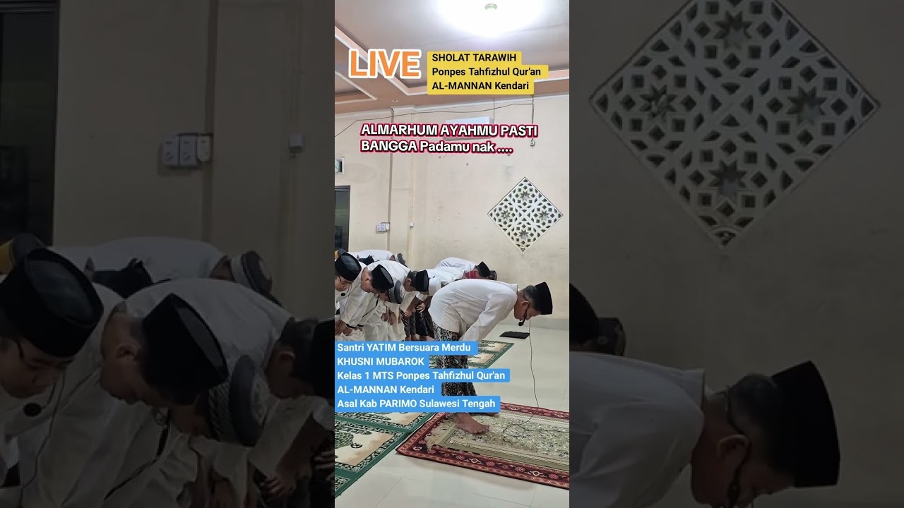 Santri YATIM Bersuara Merdu KHUSNI MUBAROKKelas 1 MTS PPTQ AL-MANNAN Kendari Asal SULTENG