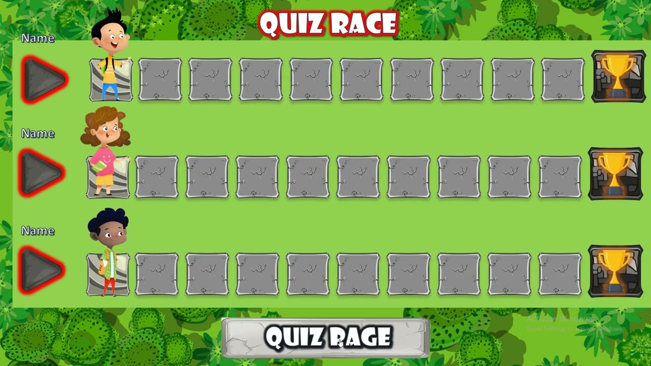 Quiz Race editable powerpoint game template for your classroom