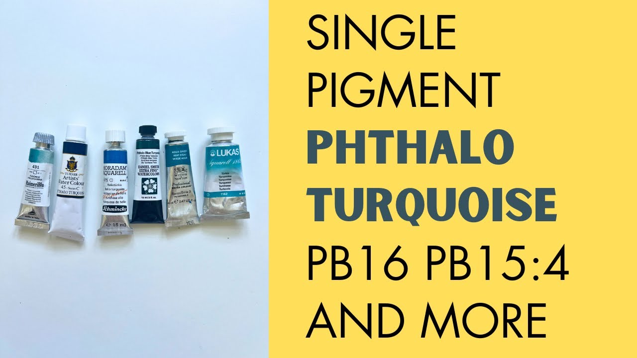 Phthalo Turquoise with single pigment PB16 and more...swatches and mixes.