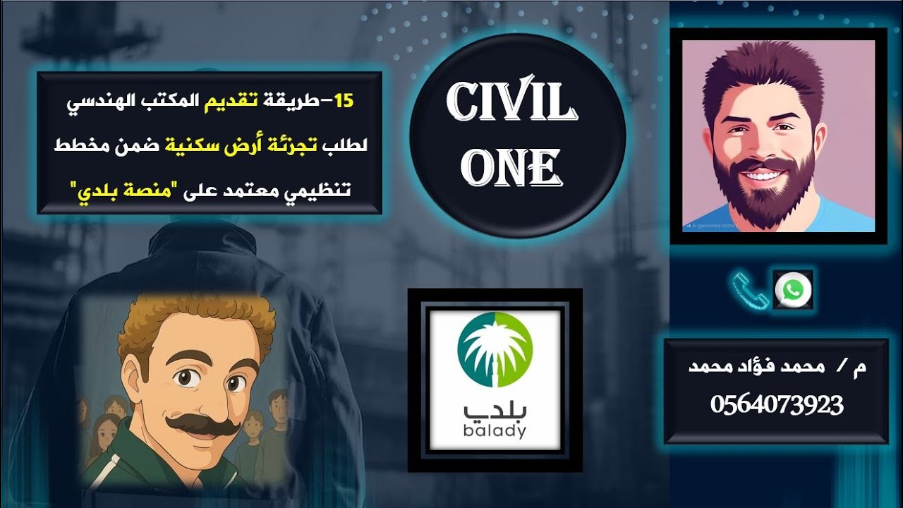 15- طريقة تقديم المكتب الهندسي لطلب تجزئة أرض سكنية ضمن مخطط تنظيمي معتمد على منصة بلدي