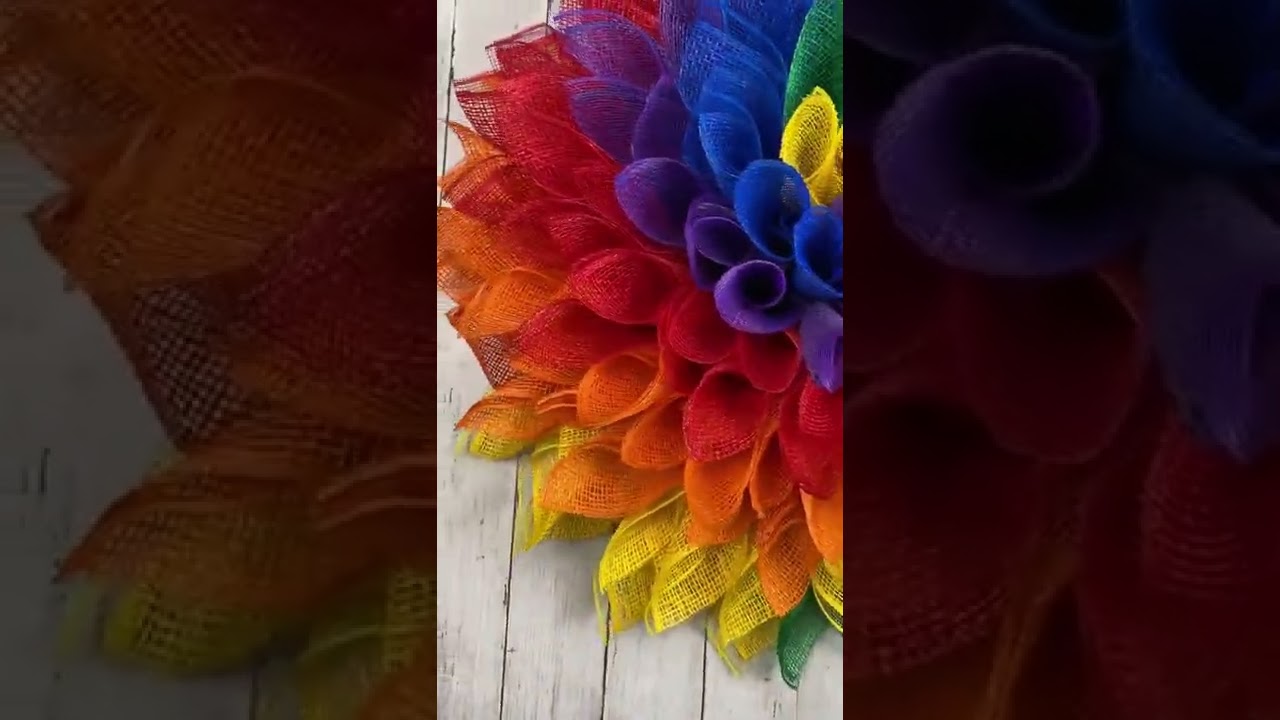 Spiral Rainbow Dahlia Wreath