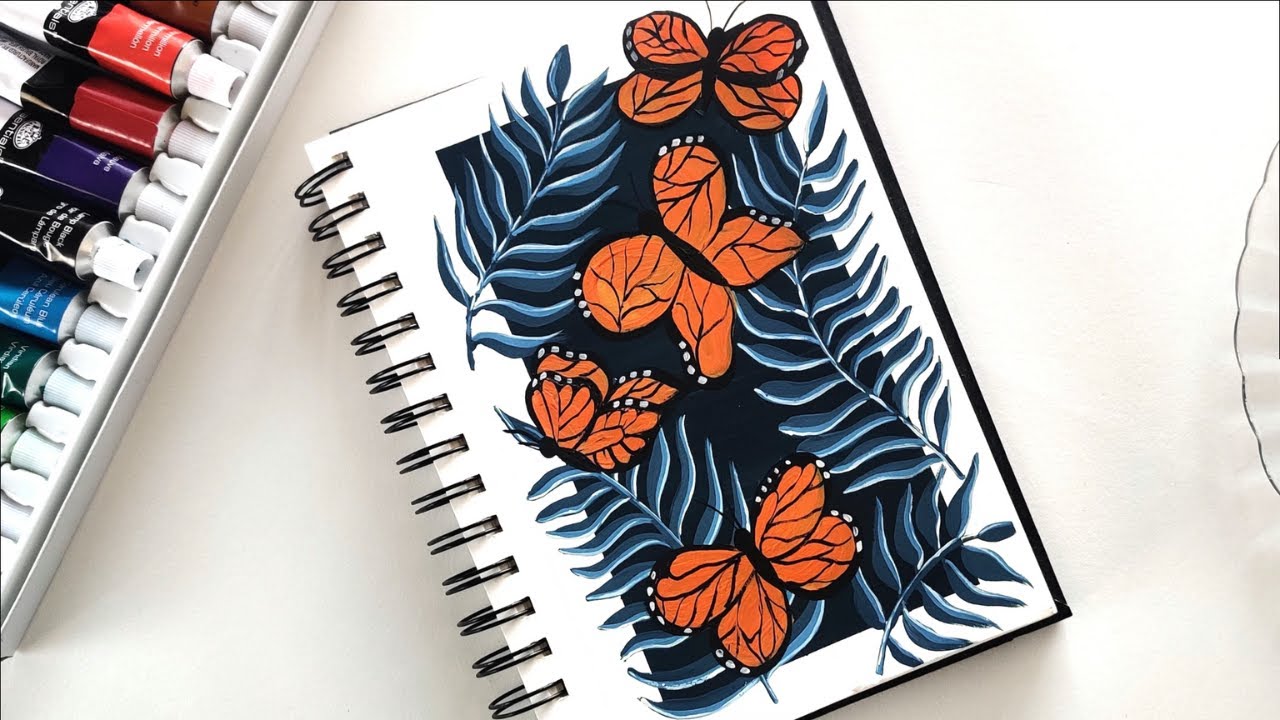Easy Gouache Painting Tutorial || Butterfly - Gouache Painting 🦋