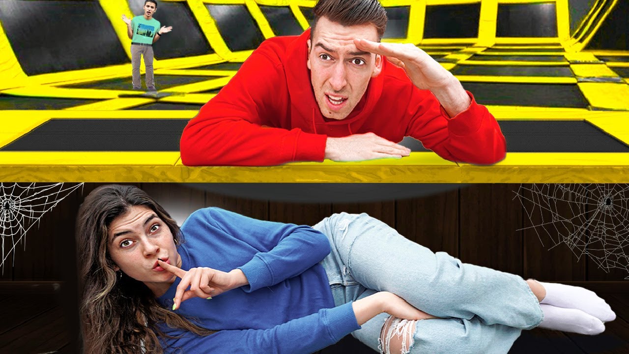 VALS SPELEN MET VERSTOPPERTJE IN TRAMPOLINE PARK! #537