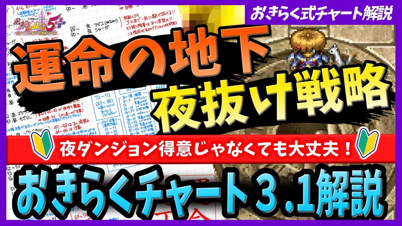 【風来のシレン5plus】運命の地下を初心者でも攻略するための「おきらくチャート」を解説【運命の地下・夜抜け戦略】