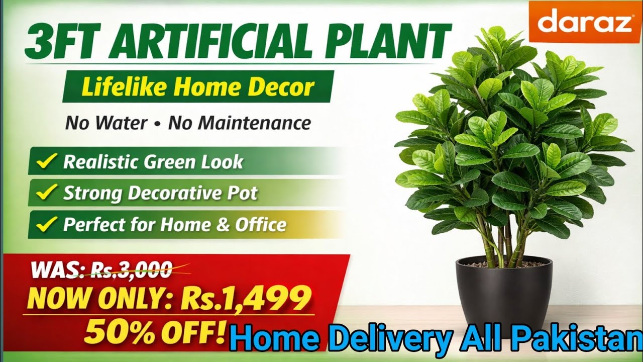 3ft Artificial Plant with Pot | Lifelike Home Decor | Best Indoor Decoration Deal
