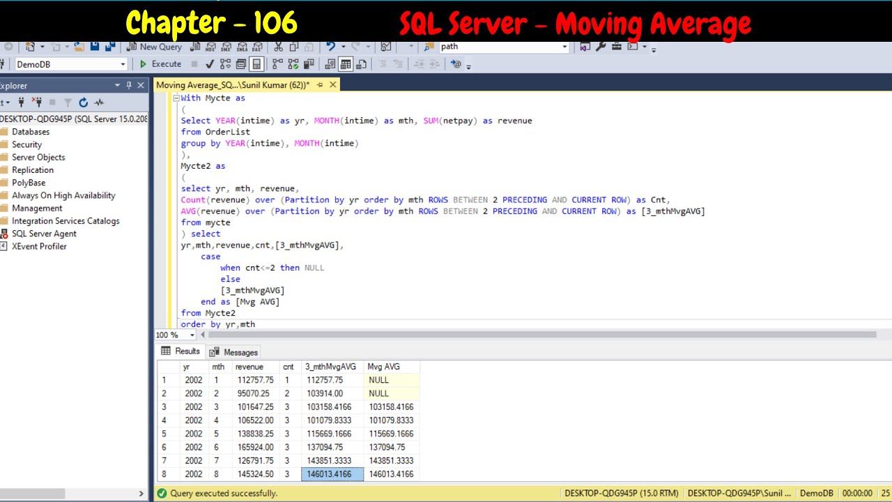 SQL Server  - Calculate Moving Average