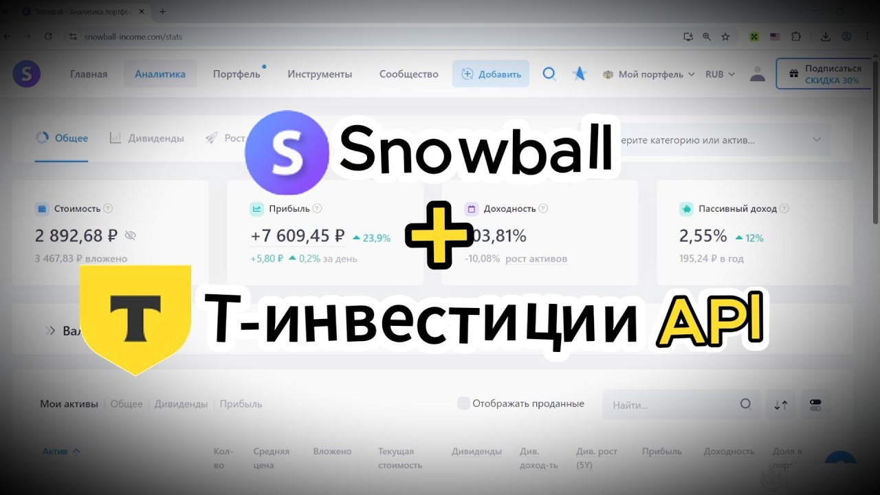 Как подключить Snowball-Income к Tinkoff API. Пошаговый гайд 2025.