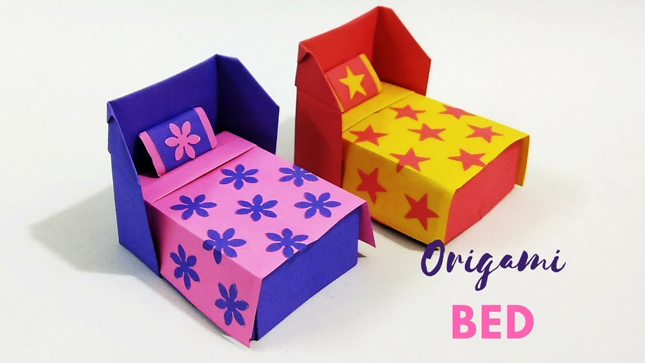How to Make Origami Bed & Bedding | Paper Bed | Origami Furniture | Easy Origami | Craftastic