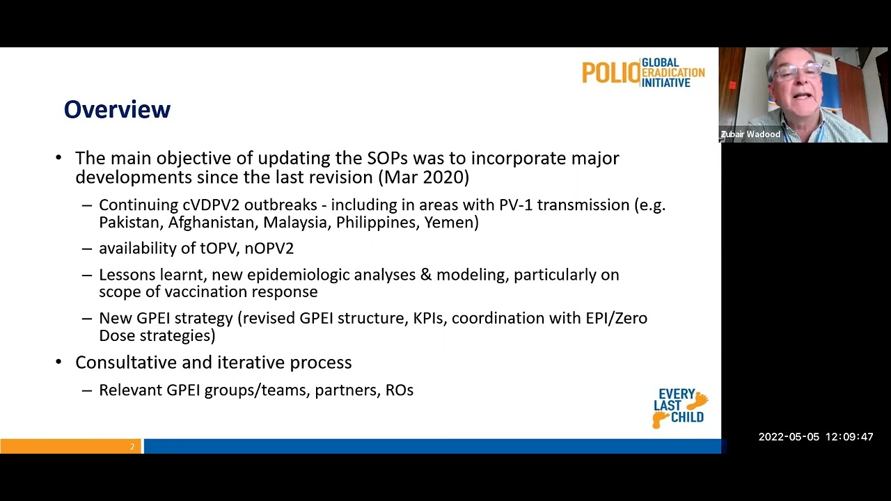 Recording of webinar (5 May 2022) on updated and revised polio outbreak response SOPs