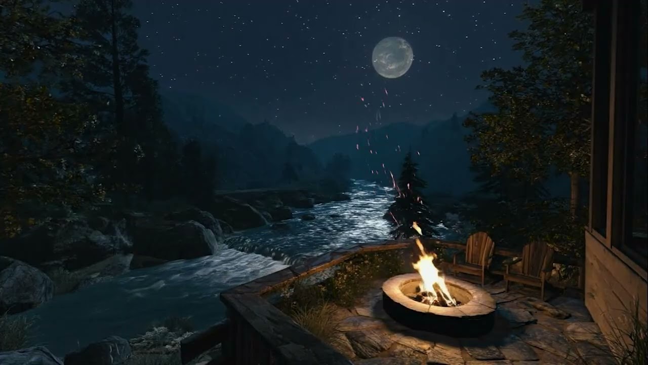 The Kind of Night That Heals You - Forest Cabin Ambience | Sound of  Stream & Hearth