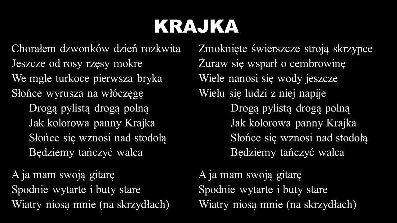 Krajka. Tekst