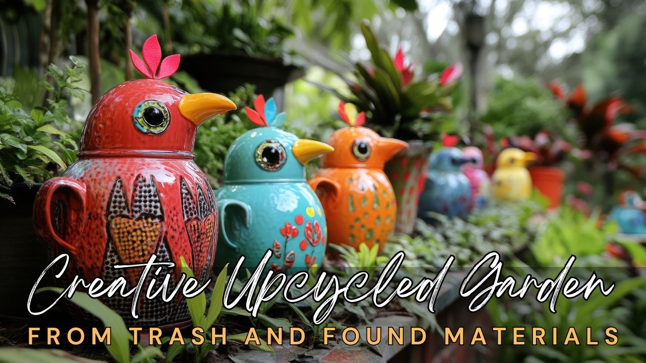 🚲🌻 Creative Upcycled Garden Art Ideas: Make Stunning Decor from Trash and Found Materials