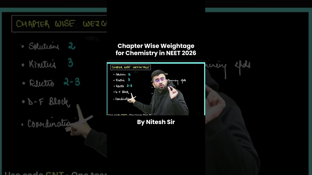 Learn which chapters hold more weightage in Chemistry for NEET 2026 | Nitesh Sir