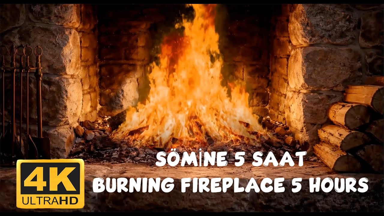 Burning Fireplace Ambience | Cozy Fire Sounds | No Music | 5 Hours