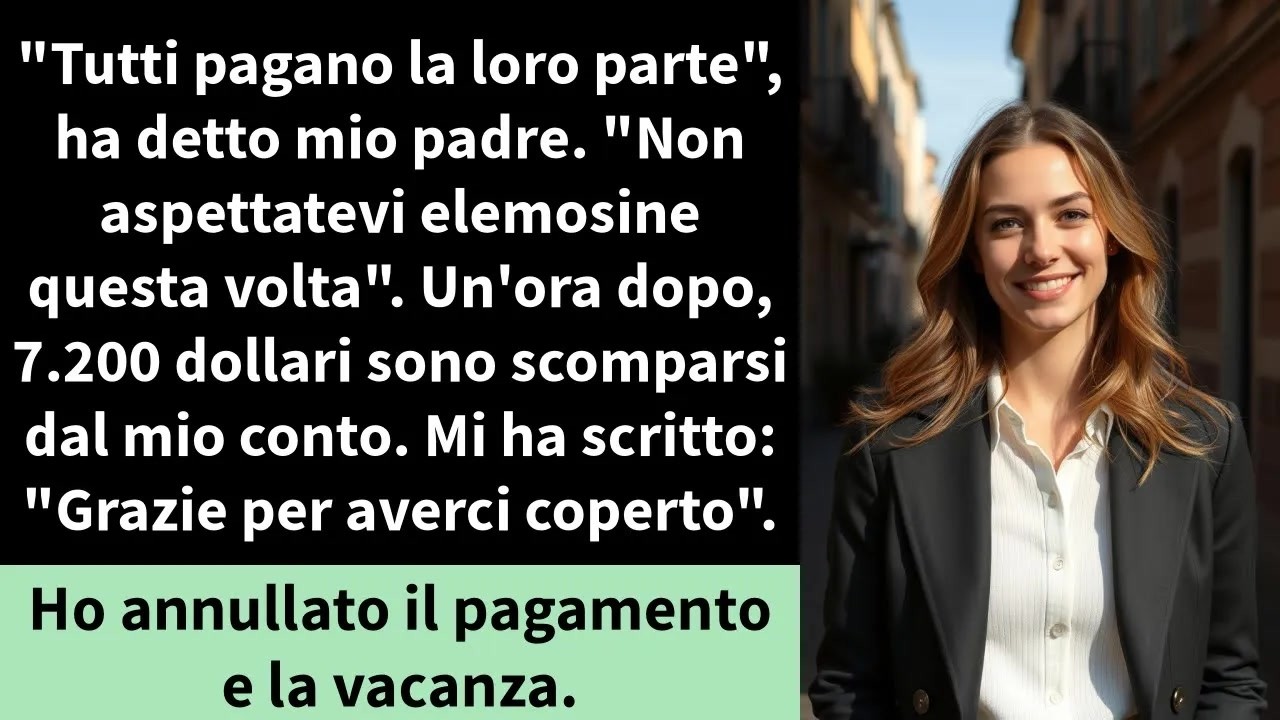 ＂Tutti pagano la loro parte＂, ha detto mio padre. ＂Non aspettatevi elemosine questa volta＂.